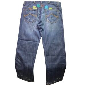 AZZURE Love Life Jeans Mens 40x34 Embroidered Baggy Y2K Hip Hop Streetwear